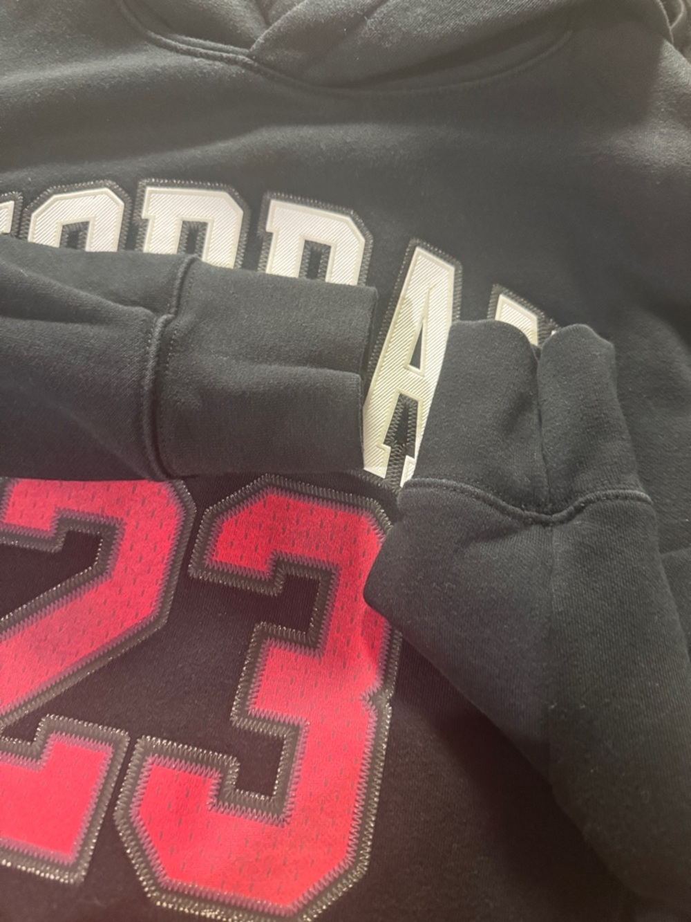 Jordan Black Hoodie with Red and White Appliqué - Picture 3 of 3